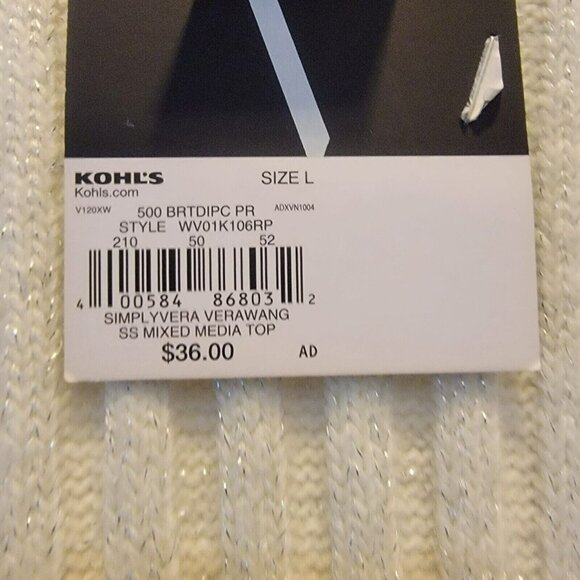 ❤️Knit Sweater Asymmetrical-Hem Sz L Womens Cream with Little Silver Sparkle New - Picture 6 of 9